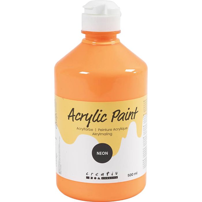 Acrylic Paint Neon, neon orange, 500 ml/ 1 bottle