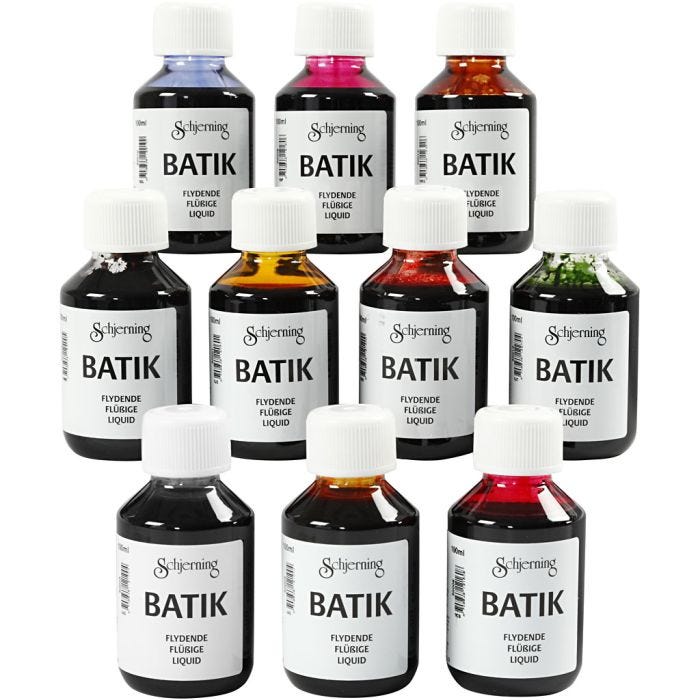Batik dye, assorted colours, 10x100 ml/ 1 pack
