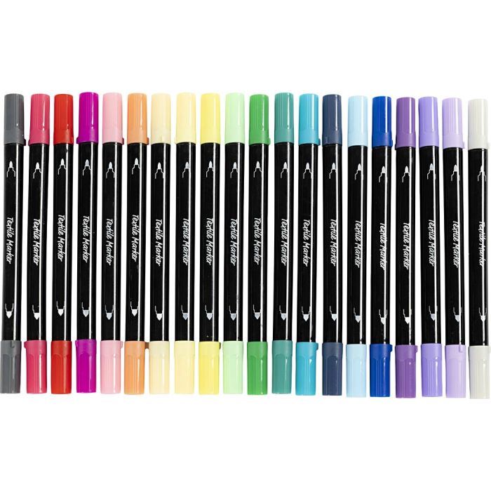 Textile markers, line 2,3+3,6 mm, additional colours, 20 pc/ 1 pack