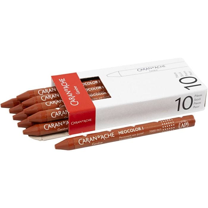 CARAN D’ACHE Neocolor I Crayons, L: 10 cm, thickness 8,5 mm, russet (065), 10pc/ 1 pack