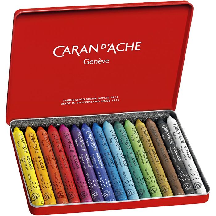 CARAN D’ACHE Neocolor I Crayons, L: 10 cm, thickness 8,5 mm, assorted colours, 15 pc/ 1 pack