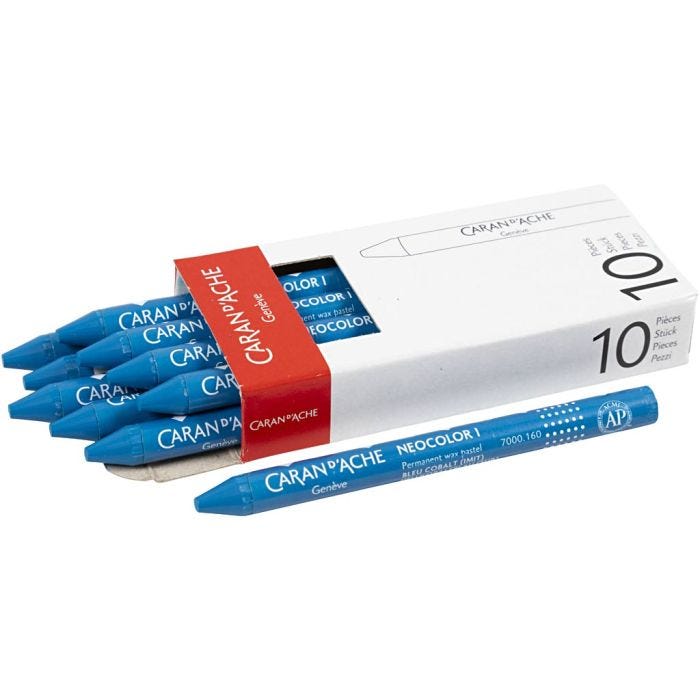 CARAN D’ACHE Neocolor I Crayons, L: 10 cm, thickness 8,5 mm, cobalt blue (160), 10 pc/ 1 pack