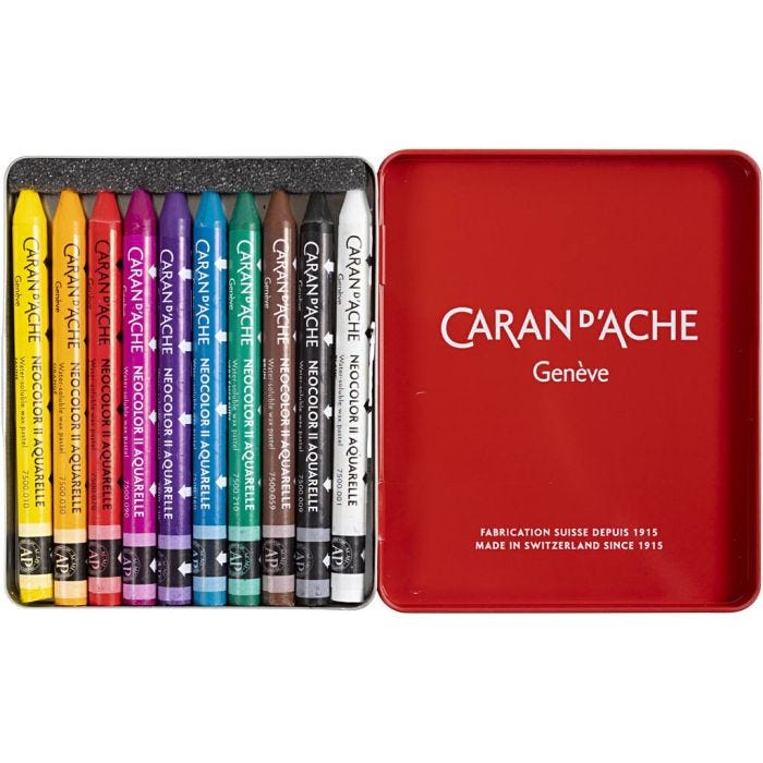 CARAN D’ACHE Neocolor II, L: 10 cm, thickness 8,5 mm, assorted colours, 10 pc/ 1 pack