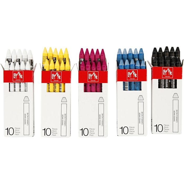 CARAN D’ACHE Neocolor II, L: 10 cm, thickness 8,5 mm, assorted colours, 5x10pc/ 1 pack