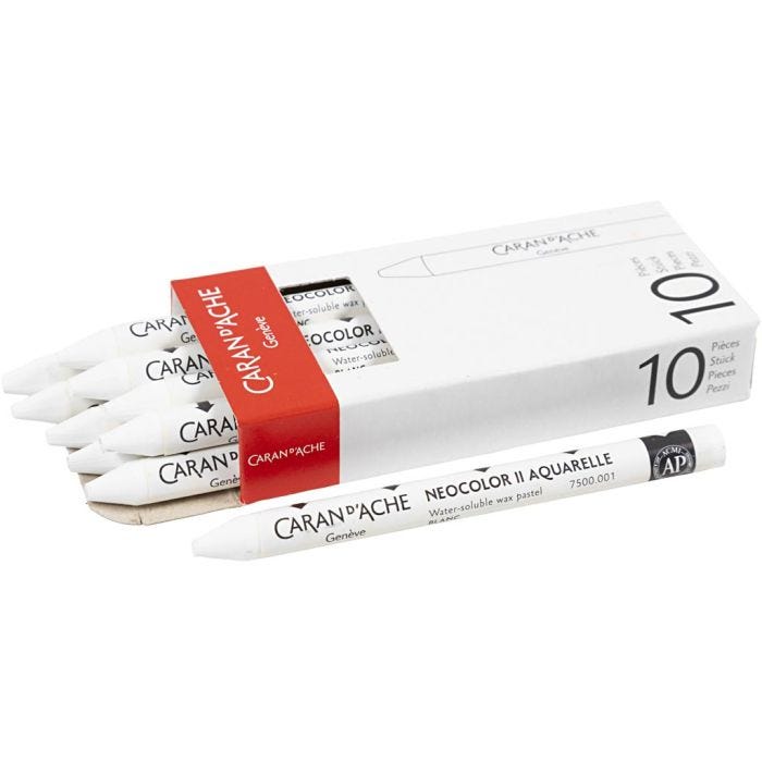 CARAN D’ACHE Neocolor II, L: 10 cm, thickness 8,5 mm, white (001), 10 pc/ 1 pack