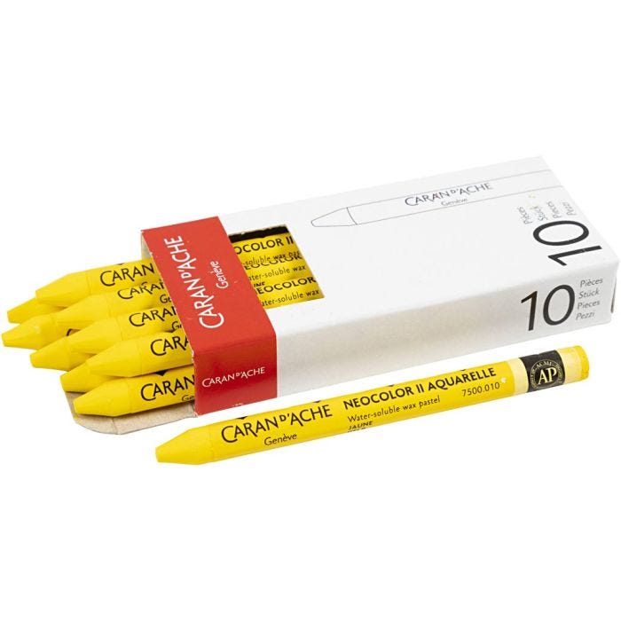 CARAN D’ACHE Neocolor II, L: 10 cm, thickness 8,5 mm, yellow (010), 10 pc/ 1 pack
