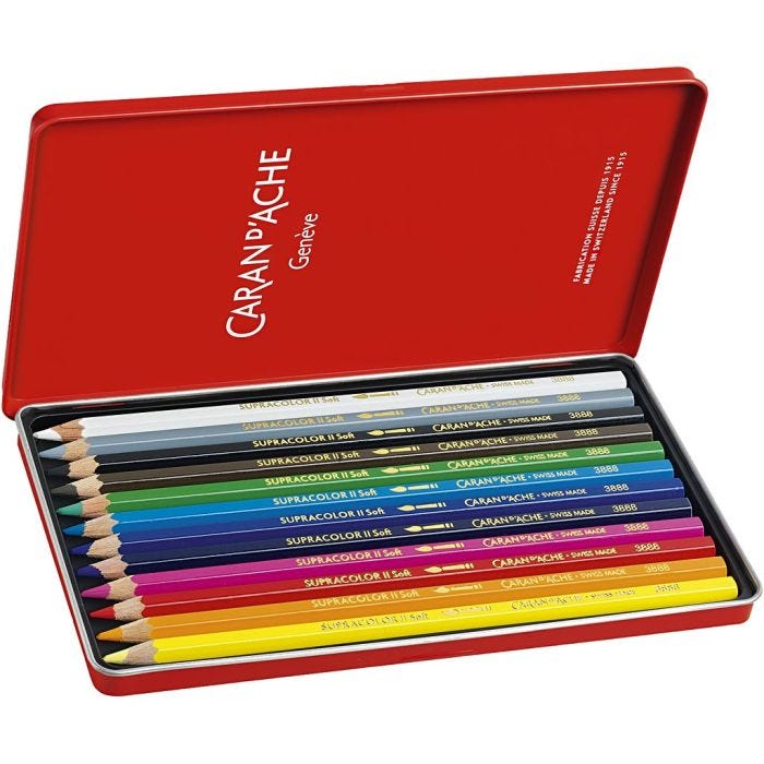 CARAN D’ACHE Supracolor II, L: 17 cm, lead 3.8 mm, assorted colours, 12pc/ 1 pack