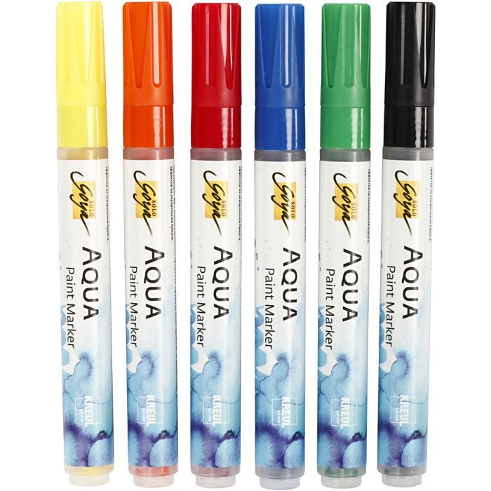 SOLO GOYA Aqua Paint Marker, assorted colours, 6 pc/ 1 pack
