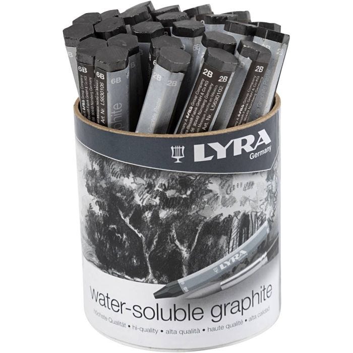 Water-soluble Graphite Crayons , L: 6,5 cm, 24 pc/ 1 pack