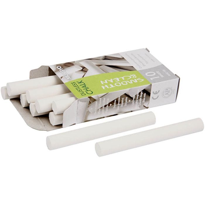 Chalkboard Chalk, L: 8 cm, dia. 10 mm, white, 10x10 pc/ 1 pack