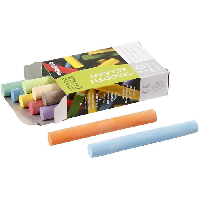 Chalkboard Chalk, L: 8 cm, dia. 10 mm, assorted colours, 10 pc/ 1 pack