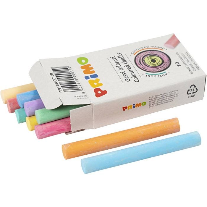 Chalkboard Chalk, L: 8 cm, dia. 10 mm, 10x10 pc/ 1 pack