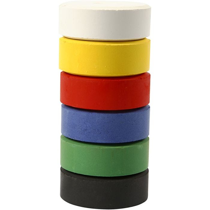 Watercolours, H: 16 mm, dia. 44 mm, primary colours, 6 pc/ 1 pack