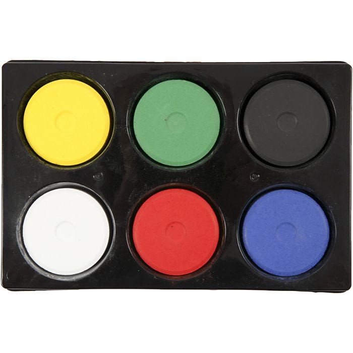 Watercolours, H: 19 mm, dia. 57 mm, primary colours, 1 pack