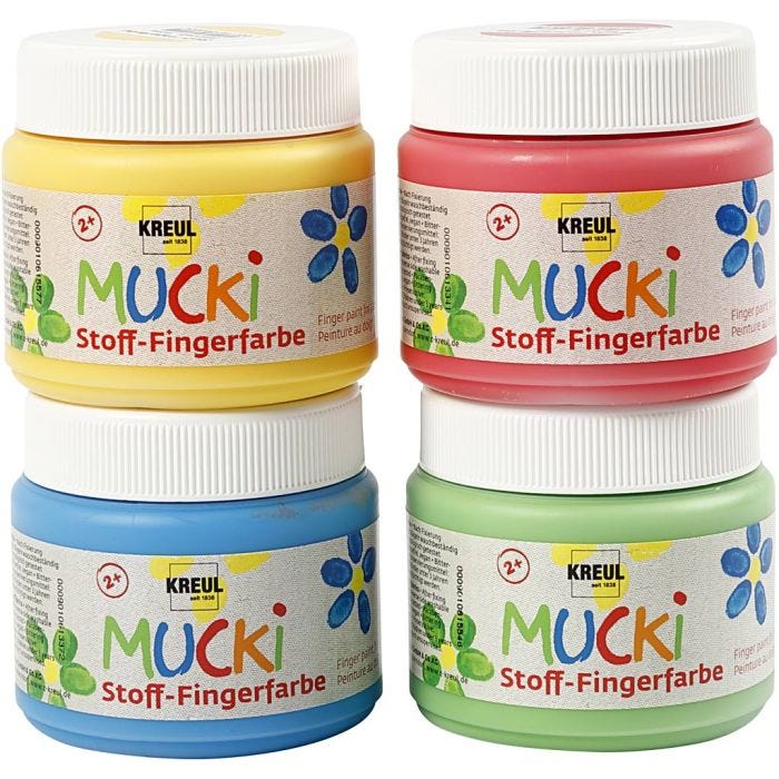 Muck Finger Paint, blue, green, red, yellow, 4x150 ml/ 1 pack