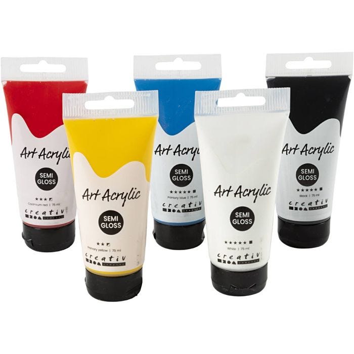 Art Acrylic, Color School, semi-glossy, assorted colours, 5x75 ml/ 1 pack