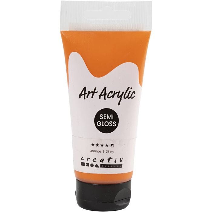 Art Acrylic, semi-glossy, semi opaque, orange, 75 ml/ 1 bottle