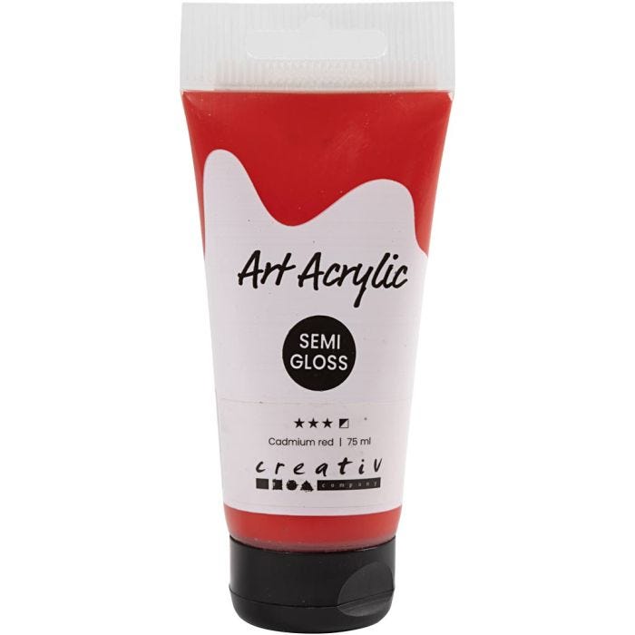 Art Acrylic, semi-glossy, semi opaque, cadmium red, 75 ml/ 1 bottle