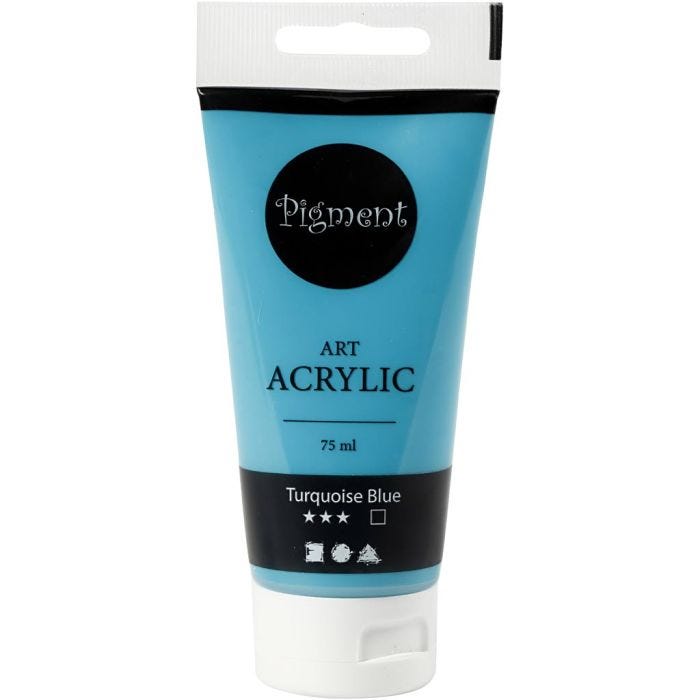 Art Acrylic, semi-glossy, opaque, turquoise blue, 75 ml/ 1 bottle