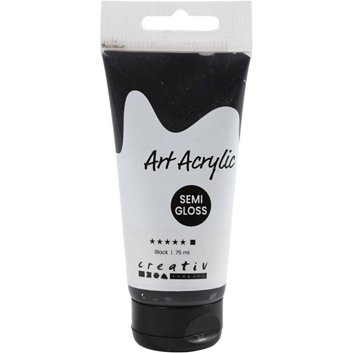 Art Acrylic, semi-glossy, opaque, black, 75 ml/ 1 bottle