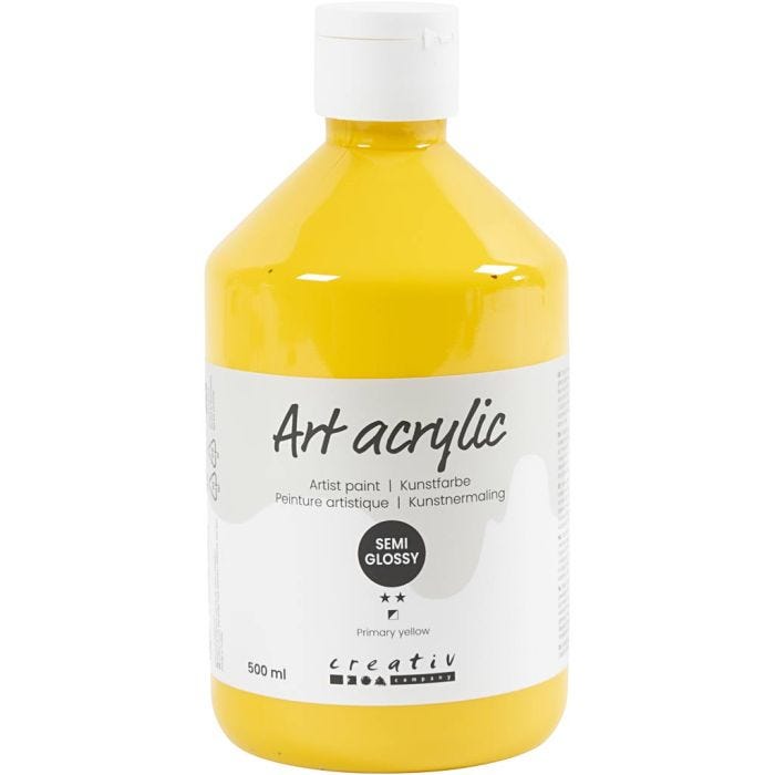 Art Acrylic, semi-glossy, transparent, primary yellow, 500 ml/ 1 bottle