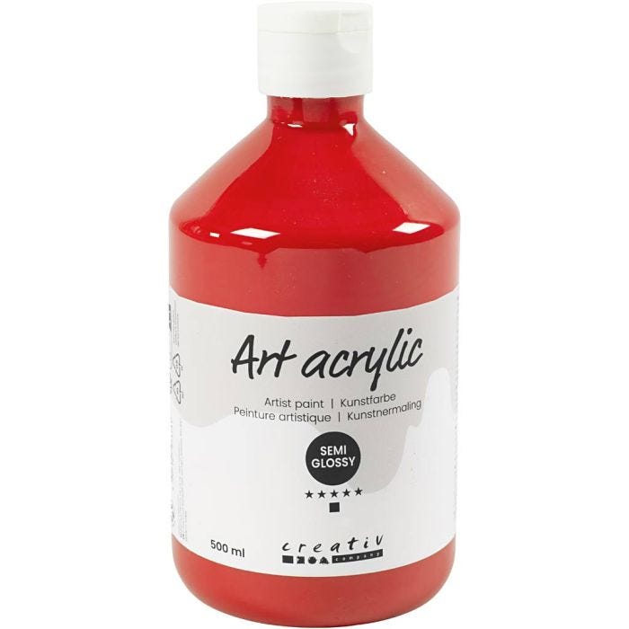 Art Acrylic, semi-glossy, transparent, cadmium red, 500 ml/ 1 bottle