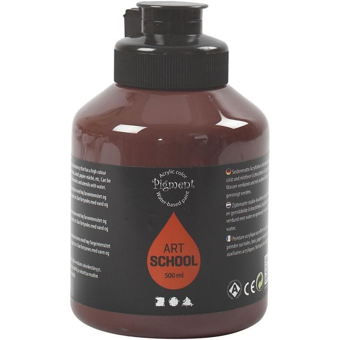Art Acrylic, semi-glossy, opaque, burnt umber, 500 ml/ 1 bottle