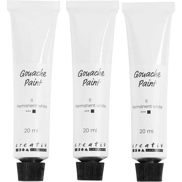 Gouache Paint, white, 3x20 ml/ 1 pack
