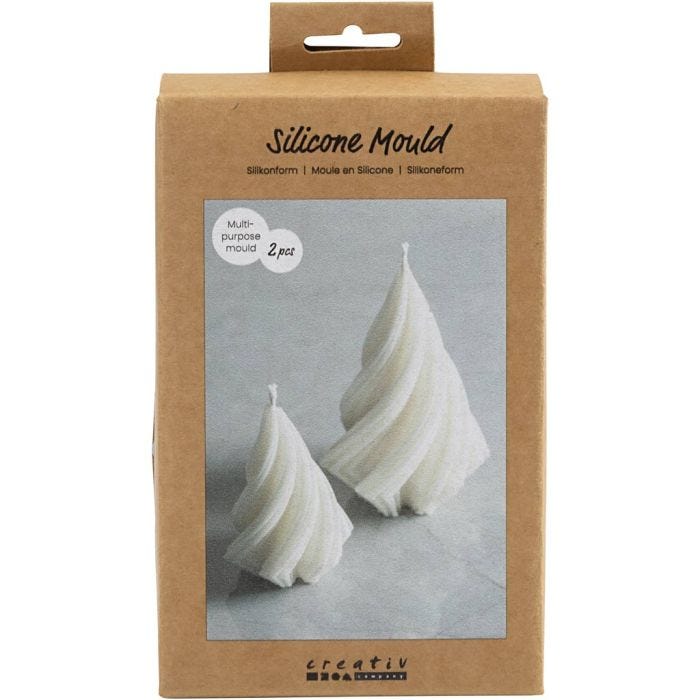 Silicone Mould, Christmas trees, H: 8+11 cm, dia. 5+7 cm, 2 pc/ 1 pack