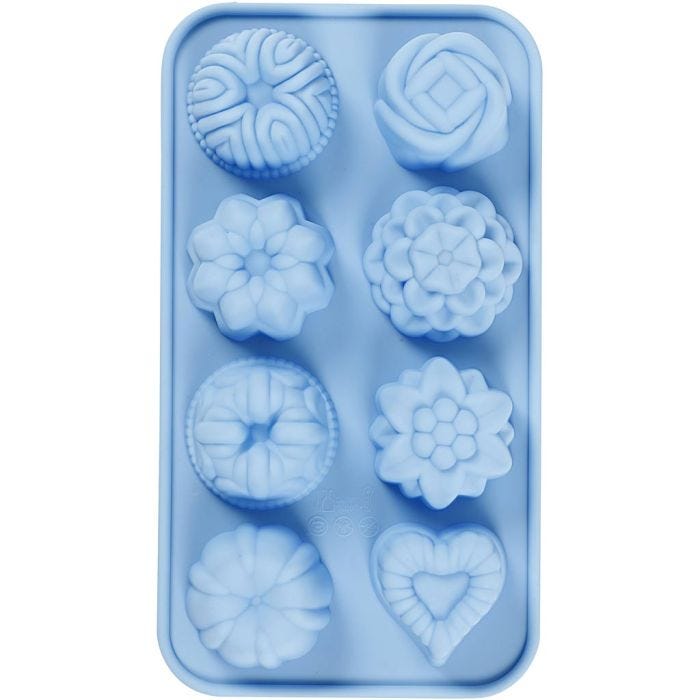 Silicone Mould, small cakes, H: 2,5 cm, L: 4 cm, W: 4,5 cm, 25 ml, 1 pc