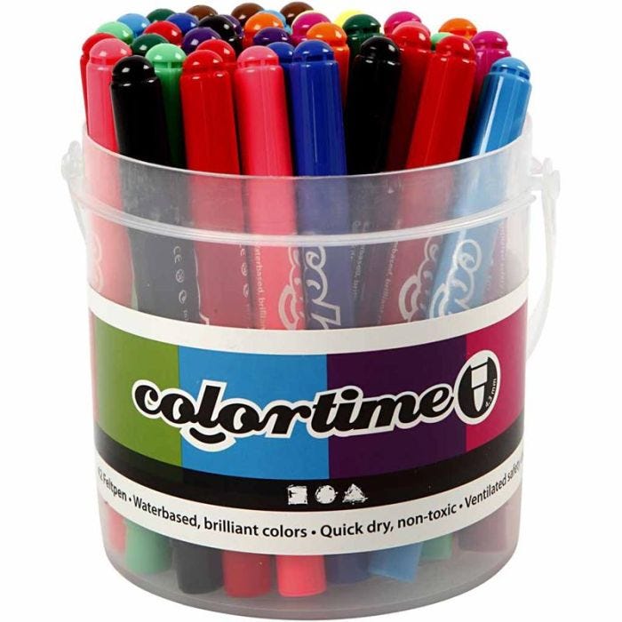 Colortime Markers, line 5 mm, assorted colours, 42 pc/ 1 pack