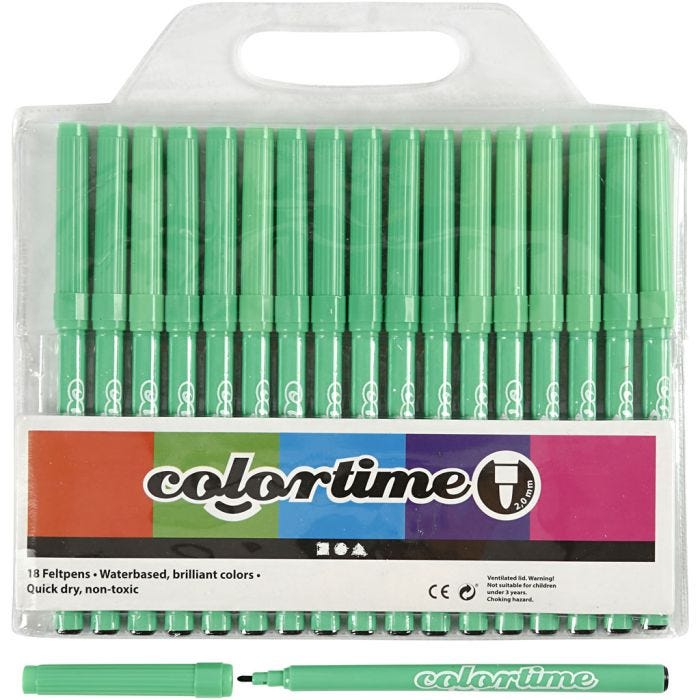 Colortime Markers, line 2 mm, light green, 18 pc/ 1 pack