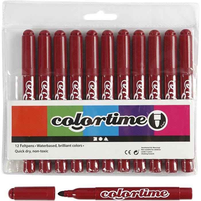 Colortime Markers, line 5 mm, claret, 12 pc/ 1 pack