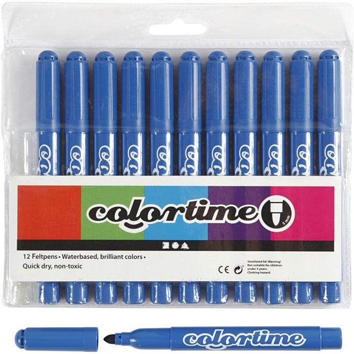Colortime Markers, line 5 mm, azure, 12 pc/ 1 pack
