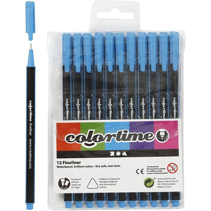 Colortime Fineliner Markers, line 0,6-0,7 mm, light blue, 12 pc/ 1 pack