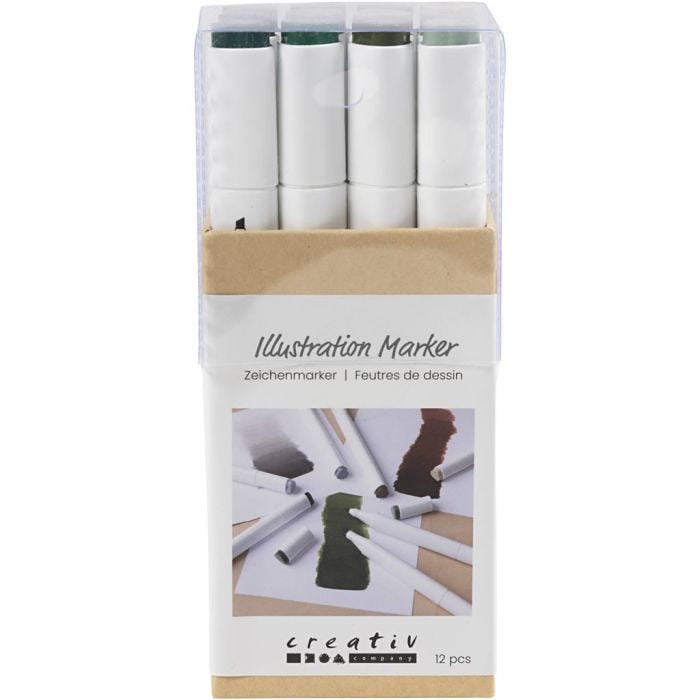 Illustration Marker, line 1+8 mm, Nature colours, 12 pc/ 1 pack