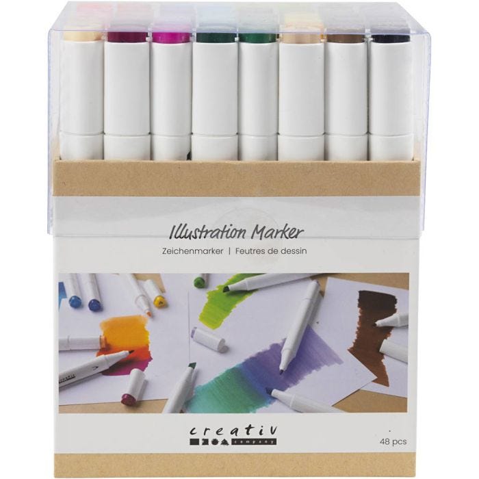 Illustration Marker, line 1+8 mm, standard colours, 48 pc/ 1 pack