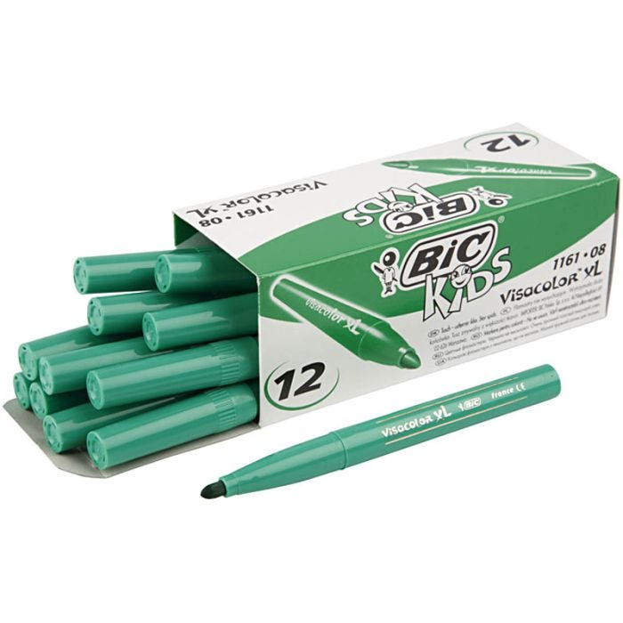 BIC Visa Color Marker, line 3 mm, mid-green, 12 pc/ 1 pack