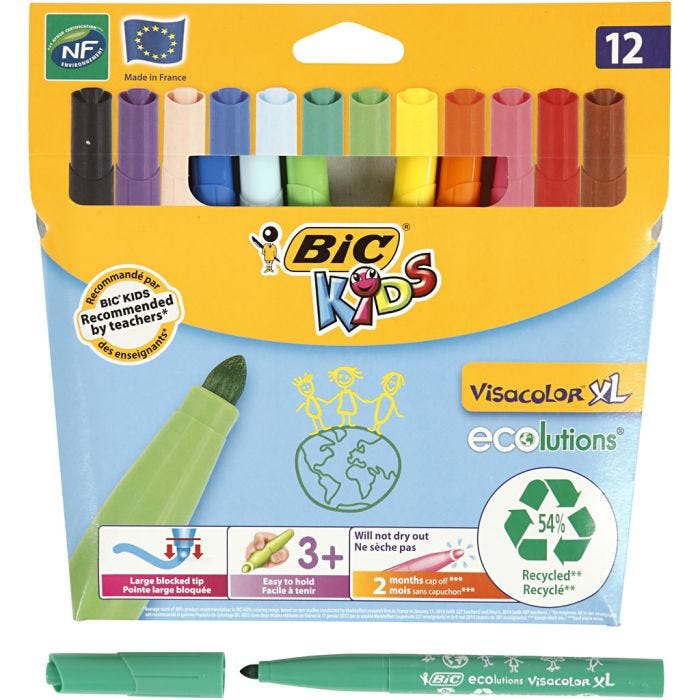 BIC Visa Color Marker, line 3 mm, assorted colours, 12 pc/ 1 pack