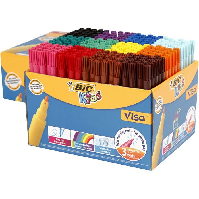BIC Visa Fine Marker, line 1,6 mm, assorted colours, 12x24 pc/ 1 pack