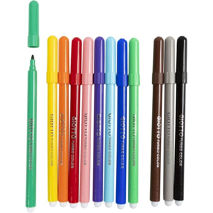 GIOTTO Markers, line 2,8 mm, assorted colours, 12 pc/ 1 pack
