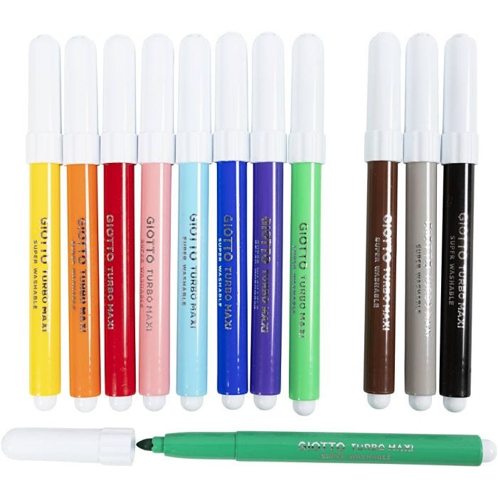 GIOTTO Markers, line 5 mm, assorted colours, 12 pc/ 1 pack