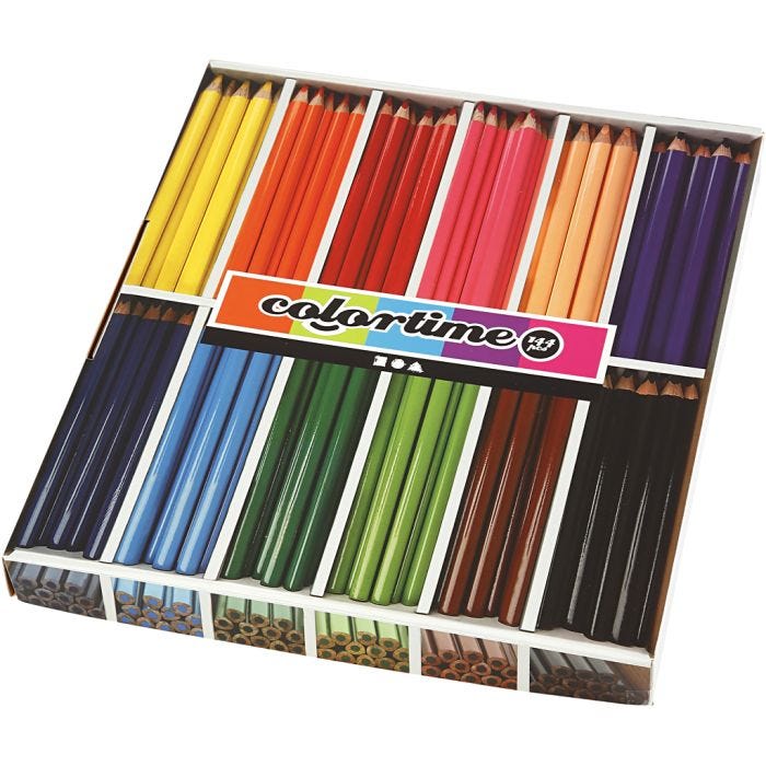 Colortime Colour Pencils, L: 17,45 cm, lead 5 mm, JUMBO, assorted colours, 12x12 pc/ 1 pack