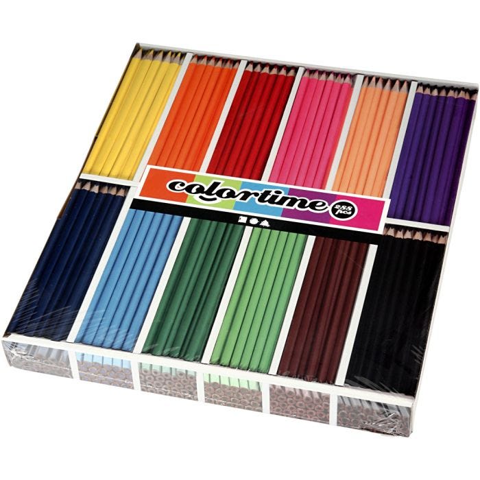 Colortime Colouring Pencils, L: 17,45 cm, lead 3 mm, assorted colours, 12x24 pc/ 1 pack