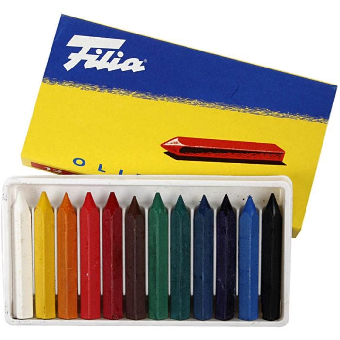 Oil Crayons, L: 6 cm, thickness 7x7 mm, 12 pc/ 1 pack