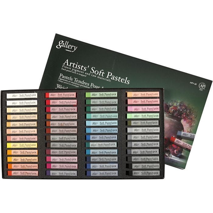 Gallery Soft Pastel Set, L: 6,5 cm, thickness 10 mm, assorted colours, 48 pc/ 1 pack