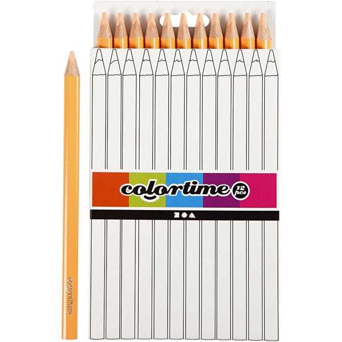 Colortime Colour Pencils, L: 17,45 cm, lead 5 mm, JUMBO, light beige, 12 pc/ 1 pack