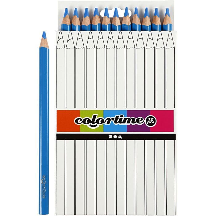 Colortime Colour Pencils, L: 17,45 cm, lead 5 mm, JUMBO, blue, 12 pc/ 1 pack
