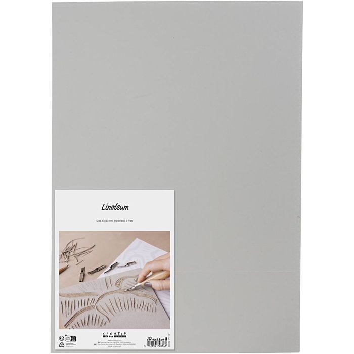 Linoleum, size 30x40 cm, thickness 3 mm, grey, 1pc/ 1 pack