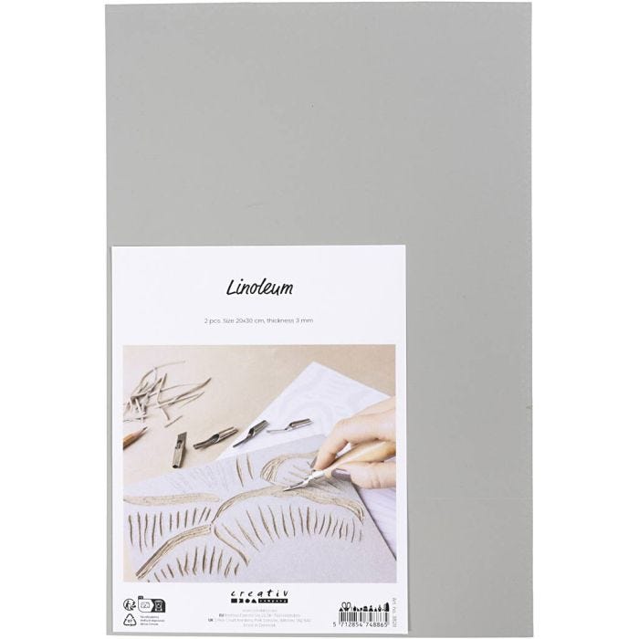 Linoleum, size 20x30 cm, thickness 3 mm, grey, 2 pc/ 1 pack